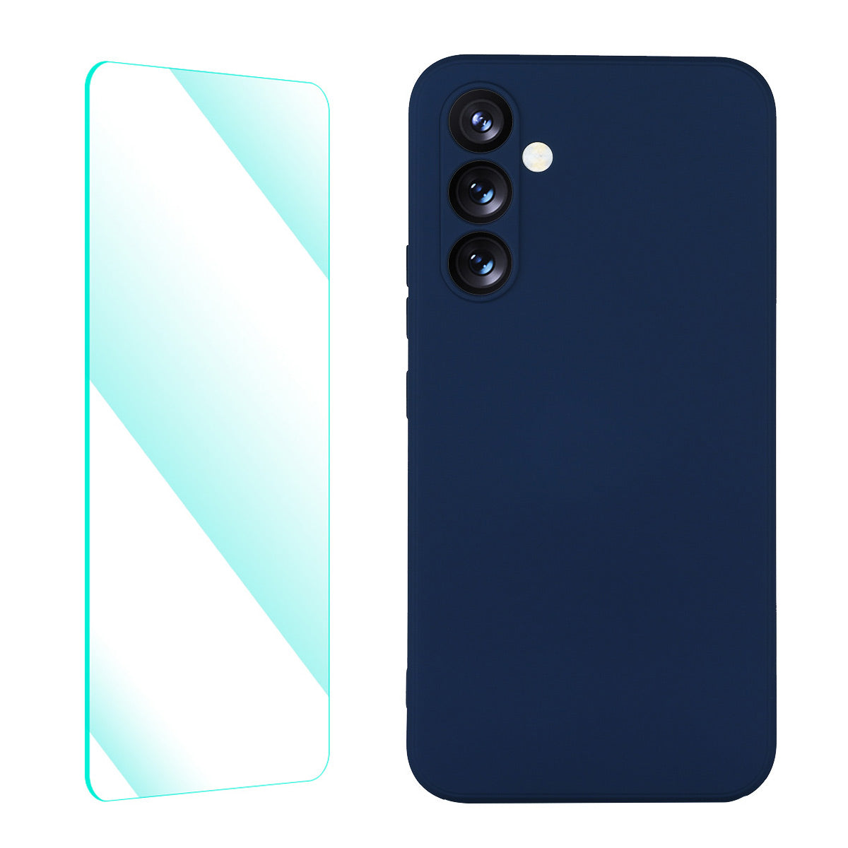 ENKAY HAT PRINCE For Samsung Galaxy A54 5G Liquid Silicone Case Straight Edge Phone Cover with 0.26mm High Aluminium-silicon Glass Clear Film ENKAY HAT PRINCE For Samsung Galaxy A54 5G Liquid Silicone Case Straight Edge Phone Cover with 0.26mm High Aluminium-silicon Glass Clear Film